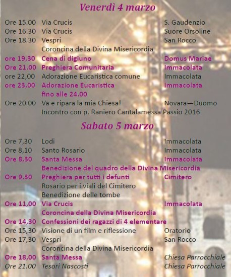 24ore per il signore 16 programma